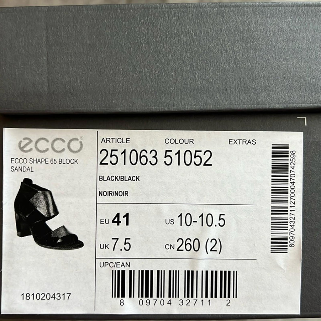 ECCO Black Shape 65 Block Sandals, Size EU 41 | US 10-10.5 New in Box