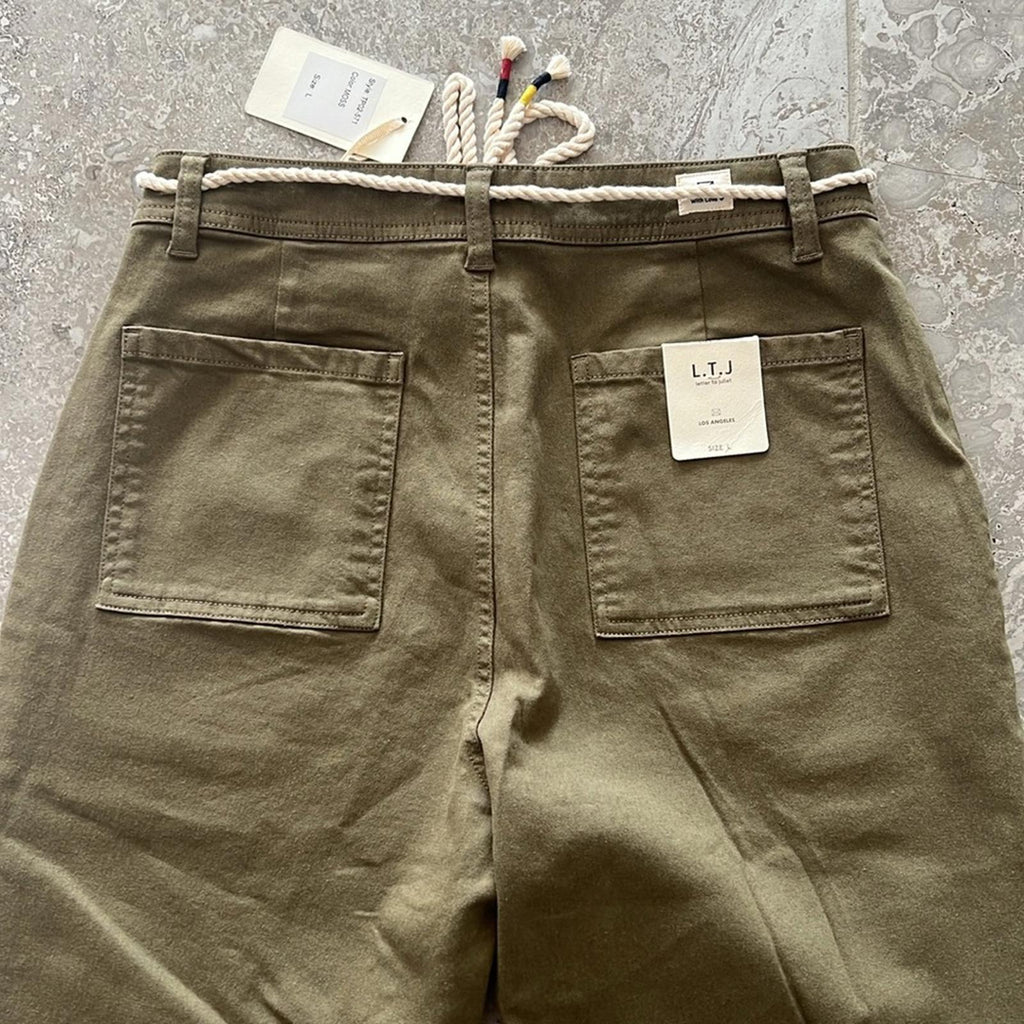 L.T.J Letter to Juliet Zip Cuff Utility Pants in Grey, Size L New w/Tag