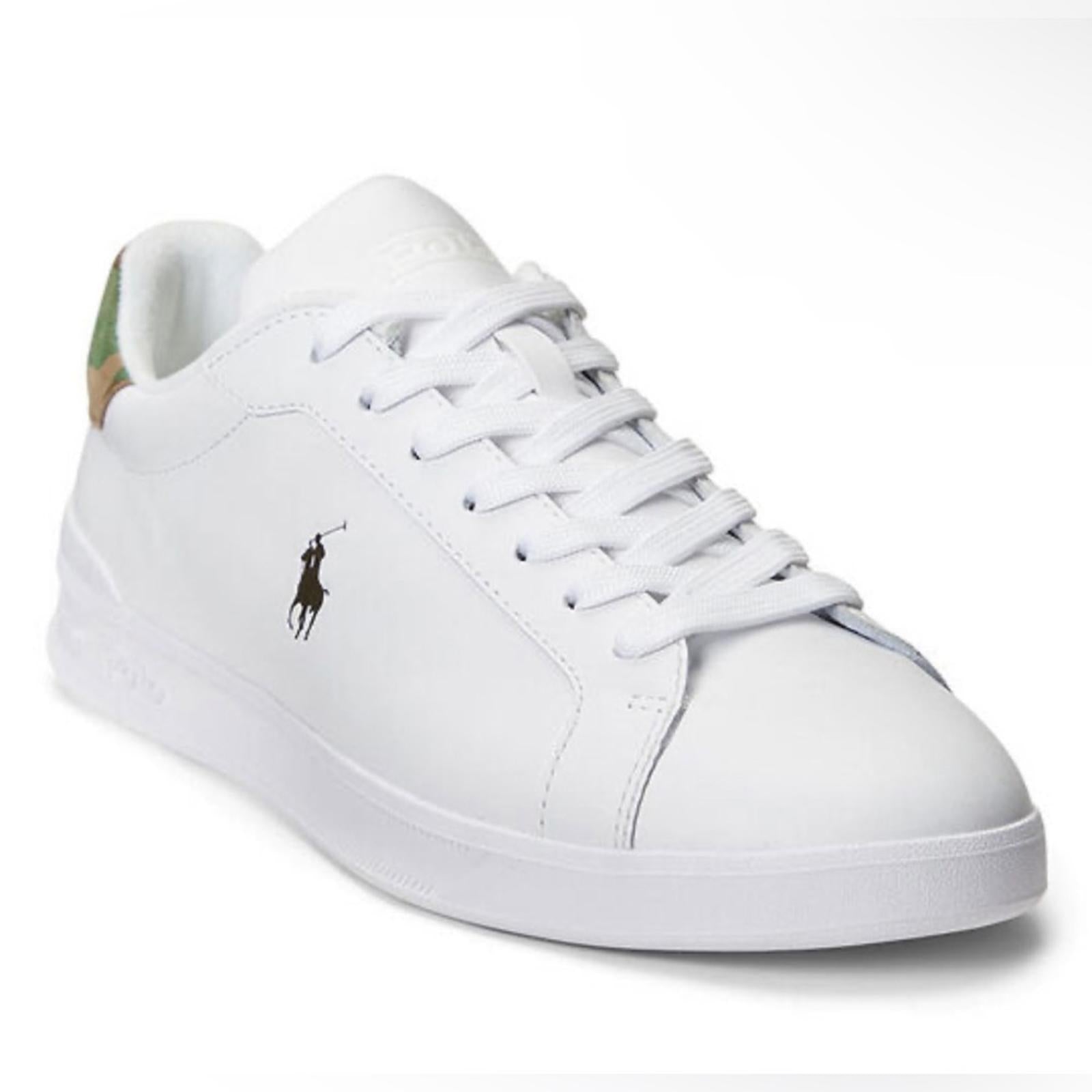 Polo Ralph Lauren Heritage Court II Sneaker White Camo Leather Sneakers Size 9.5