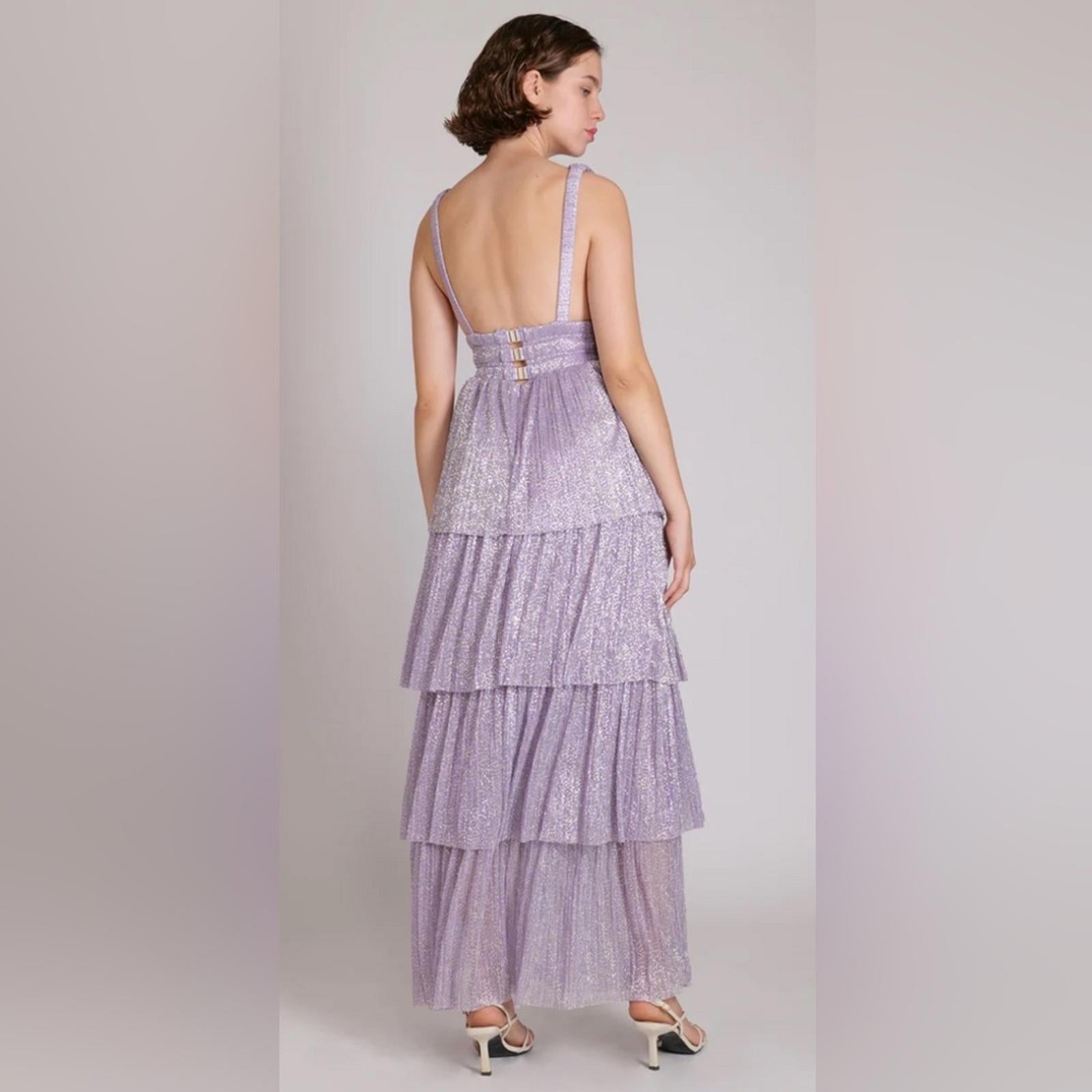 Sabina Musayev Alpha Pleated Knit Layered Maxi Dress, Lilac/Purple Size XL NEW