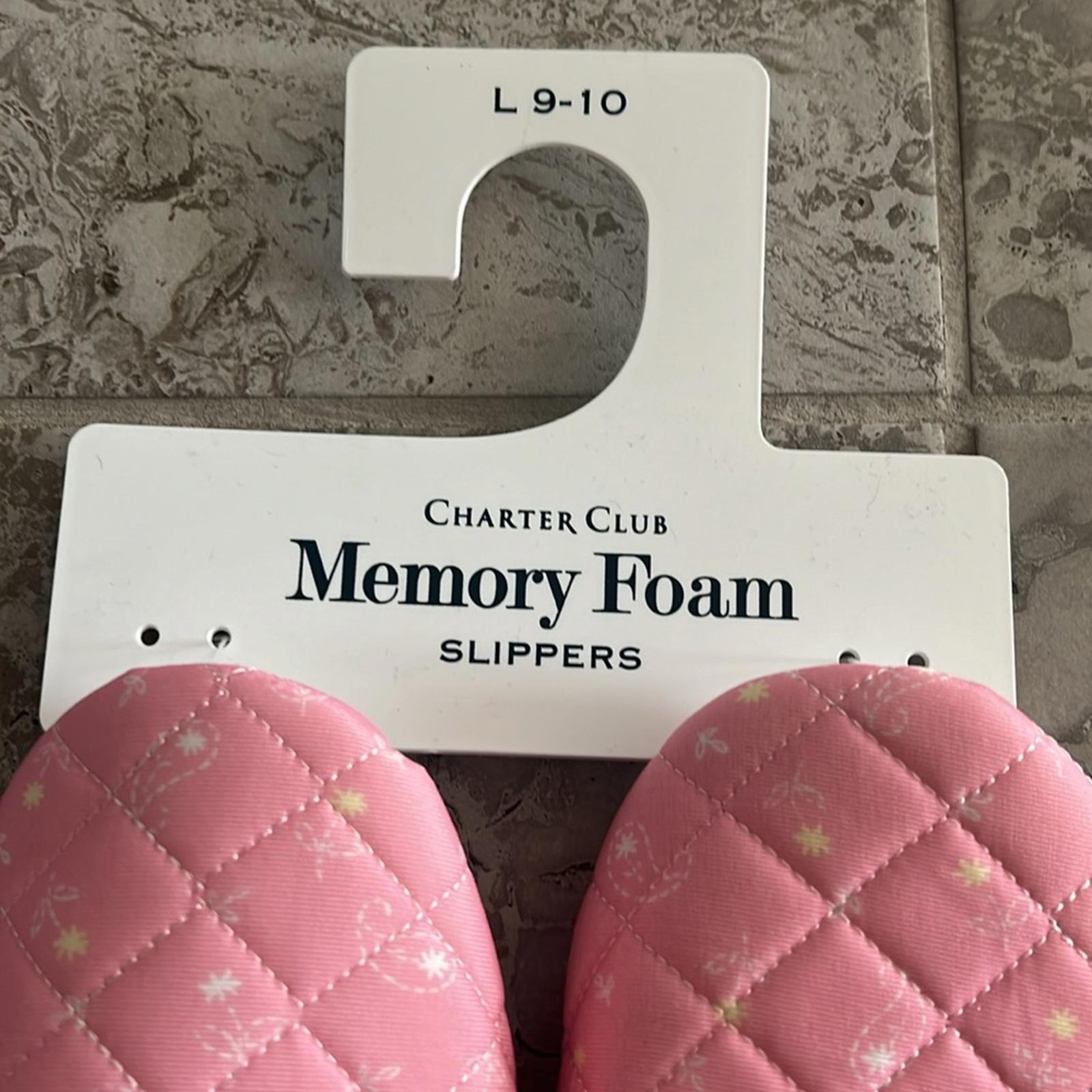 New Charter Club Quilted Paisley Floral Slippers in Pink , NWT, Size L US 9-10