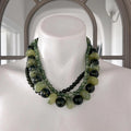Beaded Necklace , Green & Brown (excellent condition)
