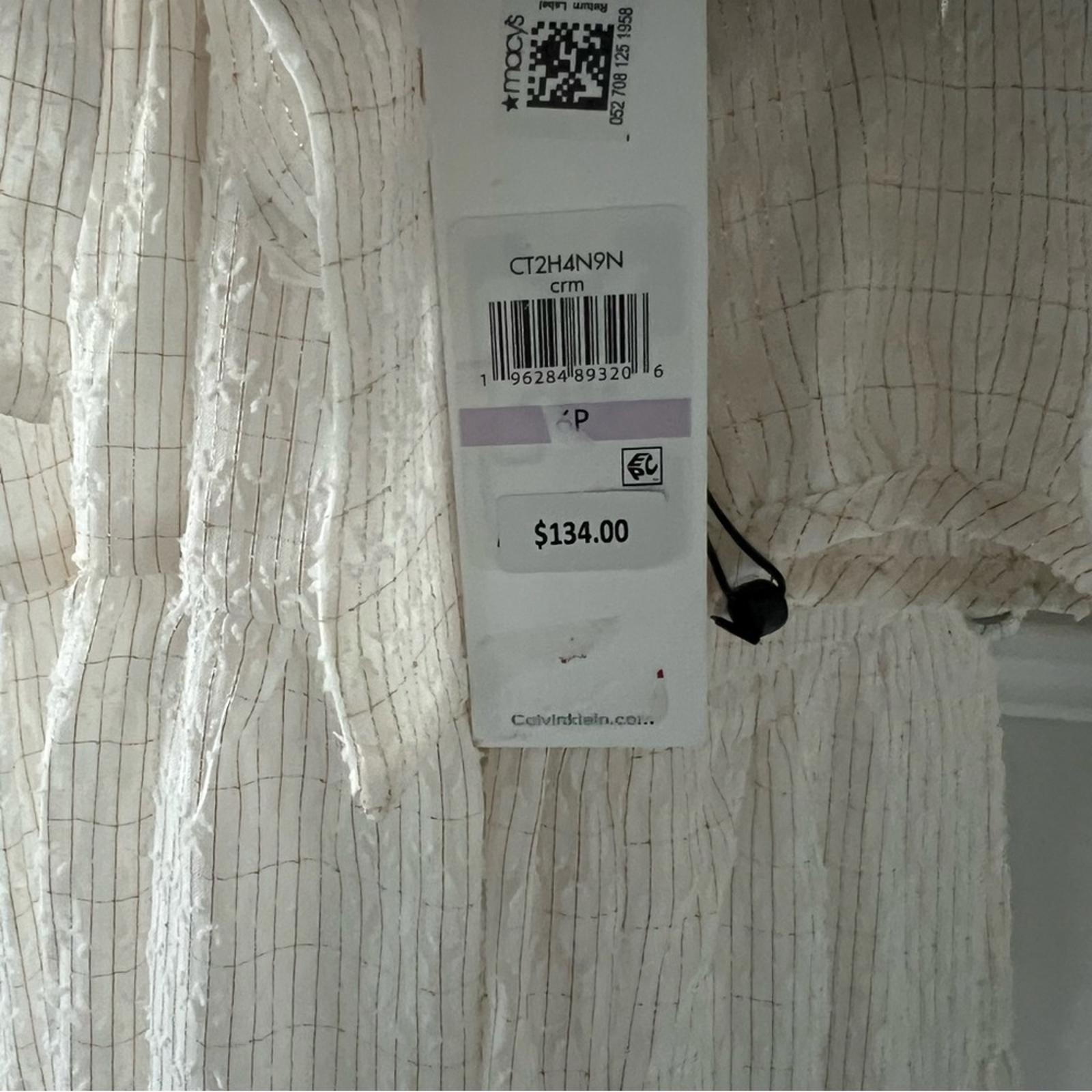 Calvin Klein Side-Tie Belt Pinstripe Tiered Dress, Petite Size 6 New w/Tag