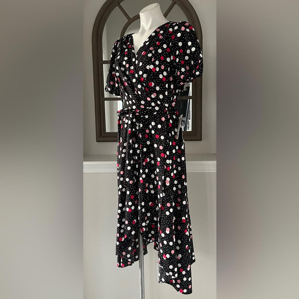 Karl Lagerfeld Paris Jacquard Wrap Midi Dress w/Asymmetric Hem Size 16 New w/Tag