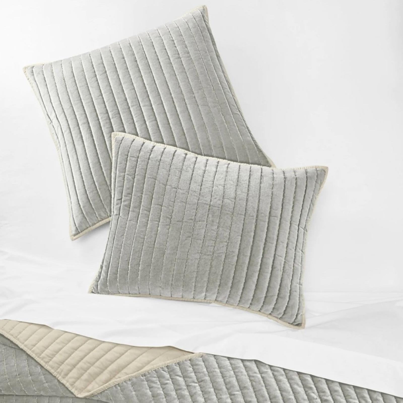 Oake Velvet King Sham in Grey, NEW $85