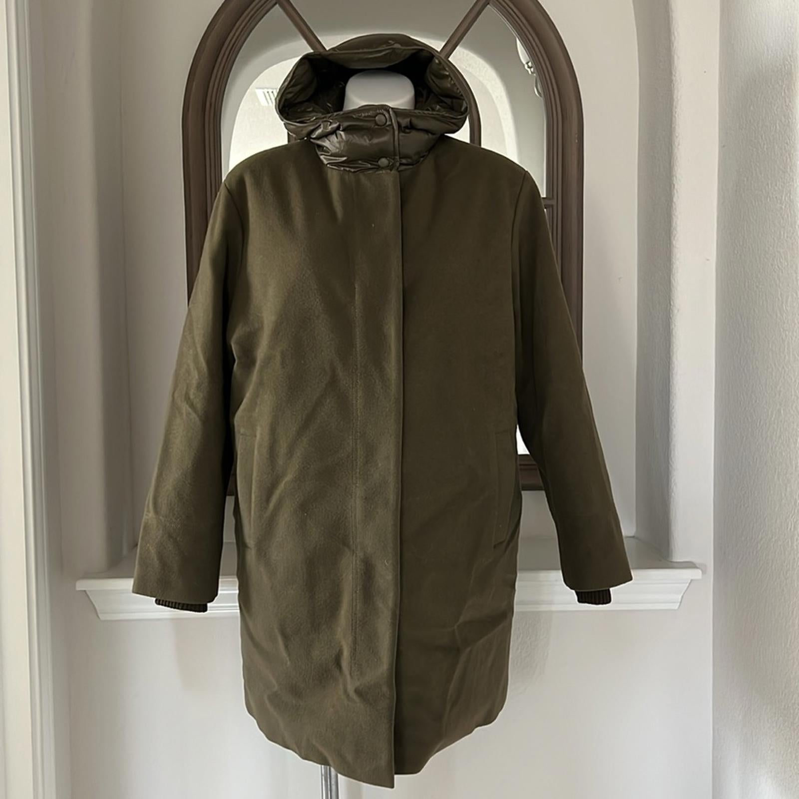 Norwegian Wool Cashmere Wool Hooded Down Parka, No Belt, Size M NWT $1,695
