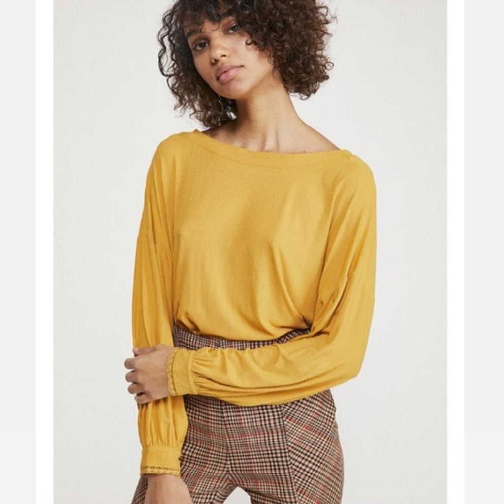 Free People Shimmy Shake Open Twist Back Top/ Sweater in Gold, Size S New w/Tag