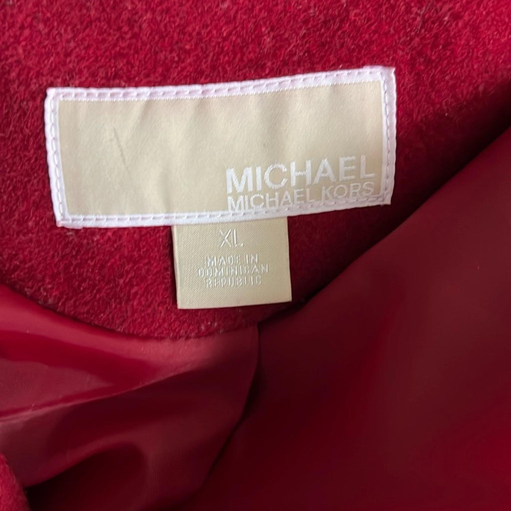 Michael Kors Asymmetric Belted Wrap Coat in Red, Size XL EXCELLENT!