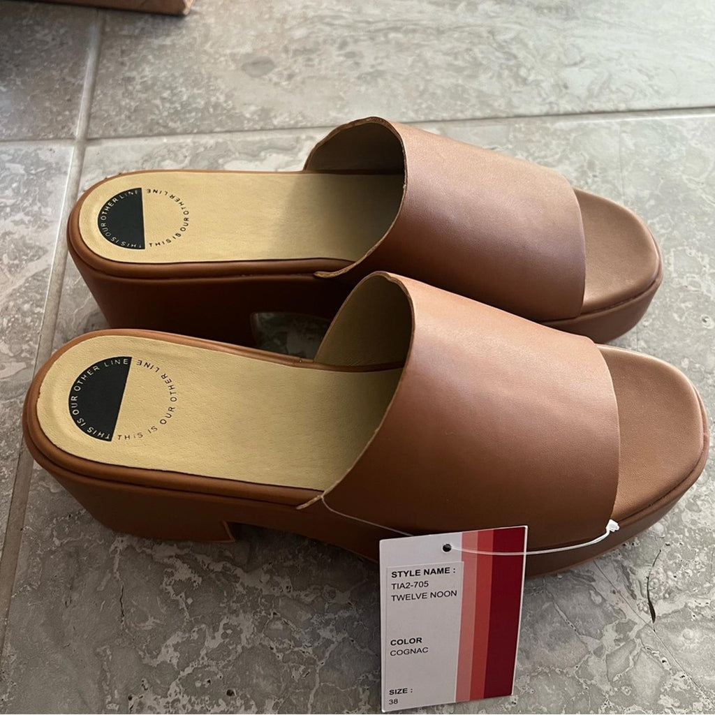 Twelve Noon Platform Sandals in Cognac, Size EU 38, EU 41 New in Box