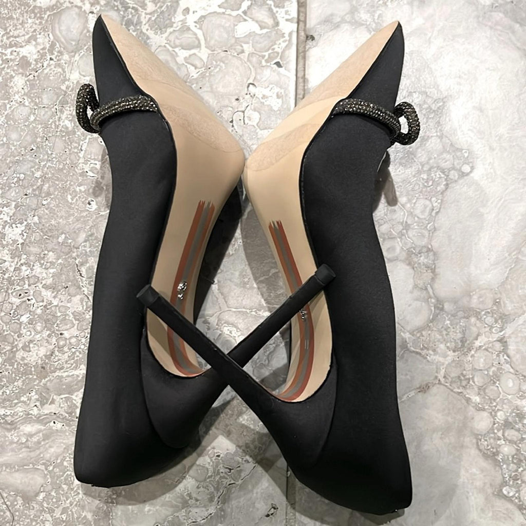 Sam Edelman Deela Evening Bow Pump in Black Satin, Size 11 New in Box w/Dust Bag