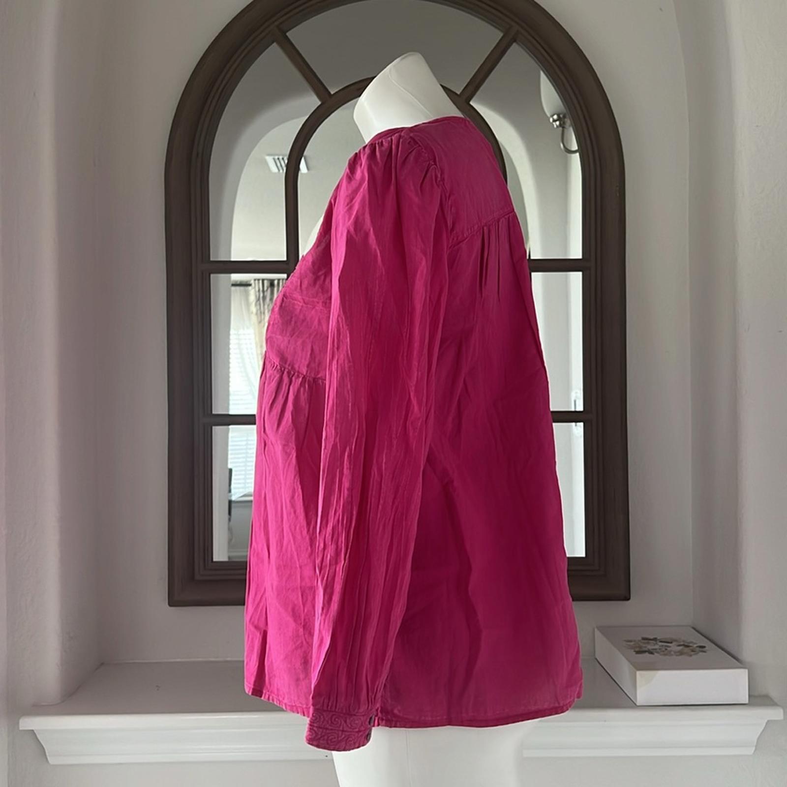Ba&Sh ILO Hot Pink Fuchsia Embroidered Babydoll
Pullover Blouse Size M New w/Tag