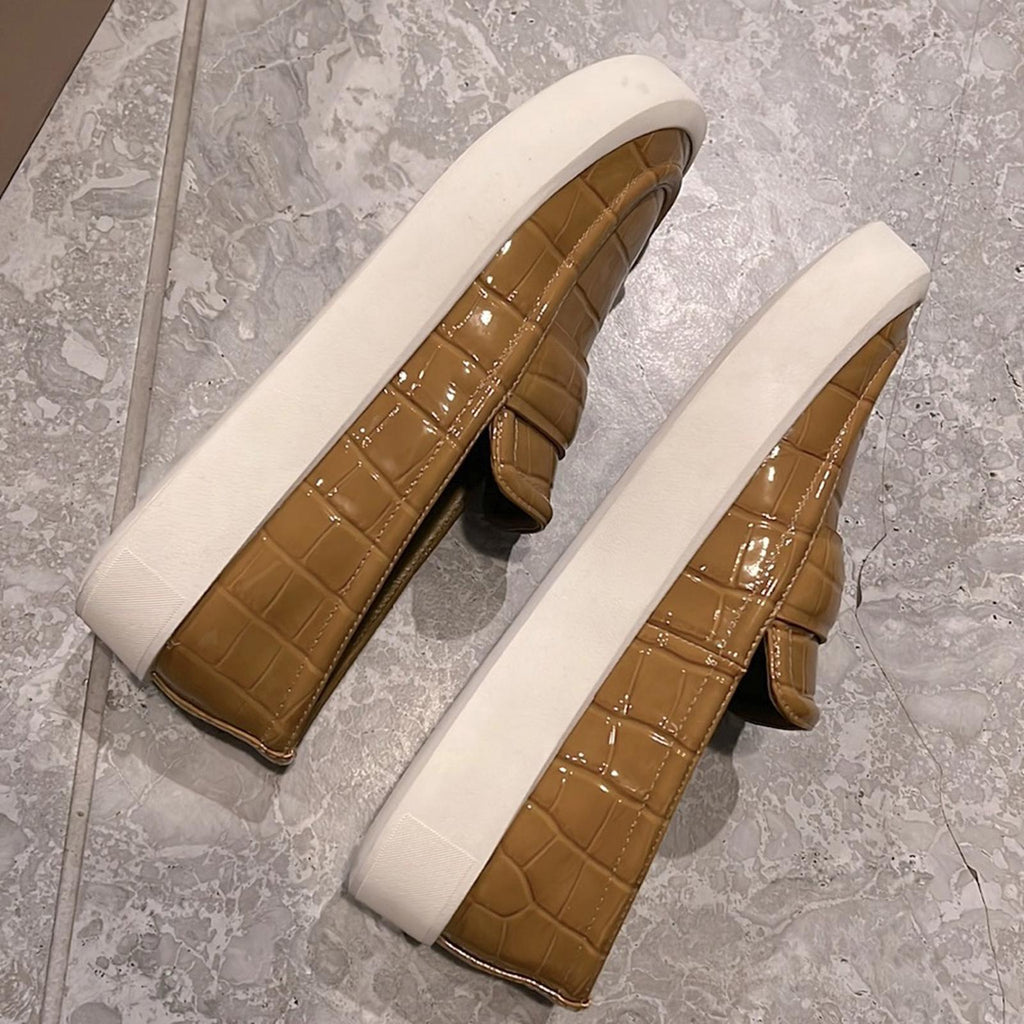 VINCE Ghita Loafer Croc Embossed Sneakers, Dark Gold Size US 7M in Box $250