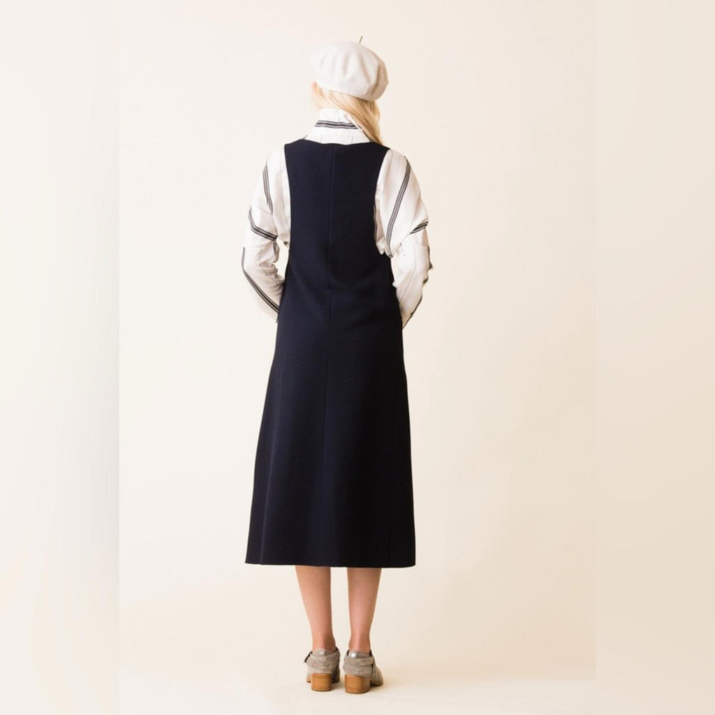 NWT TIBI Mica Crepe Jumper in Navy, Size 4 New w/Tag Retail $595