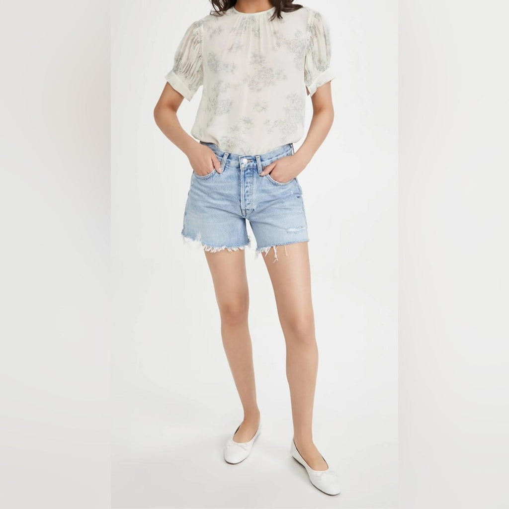 Rebecca Taylor Puff-Sleeve Silk Toile Blouse, NWT, Size S, Retail $245