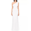 AQUA Scuba Bow One Shoulder Mermaid Gown in White, Size 2 New w/Tag (SOLD OUT)
