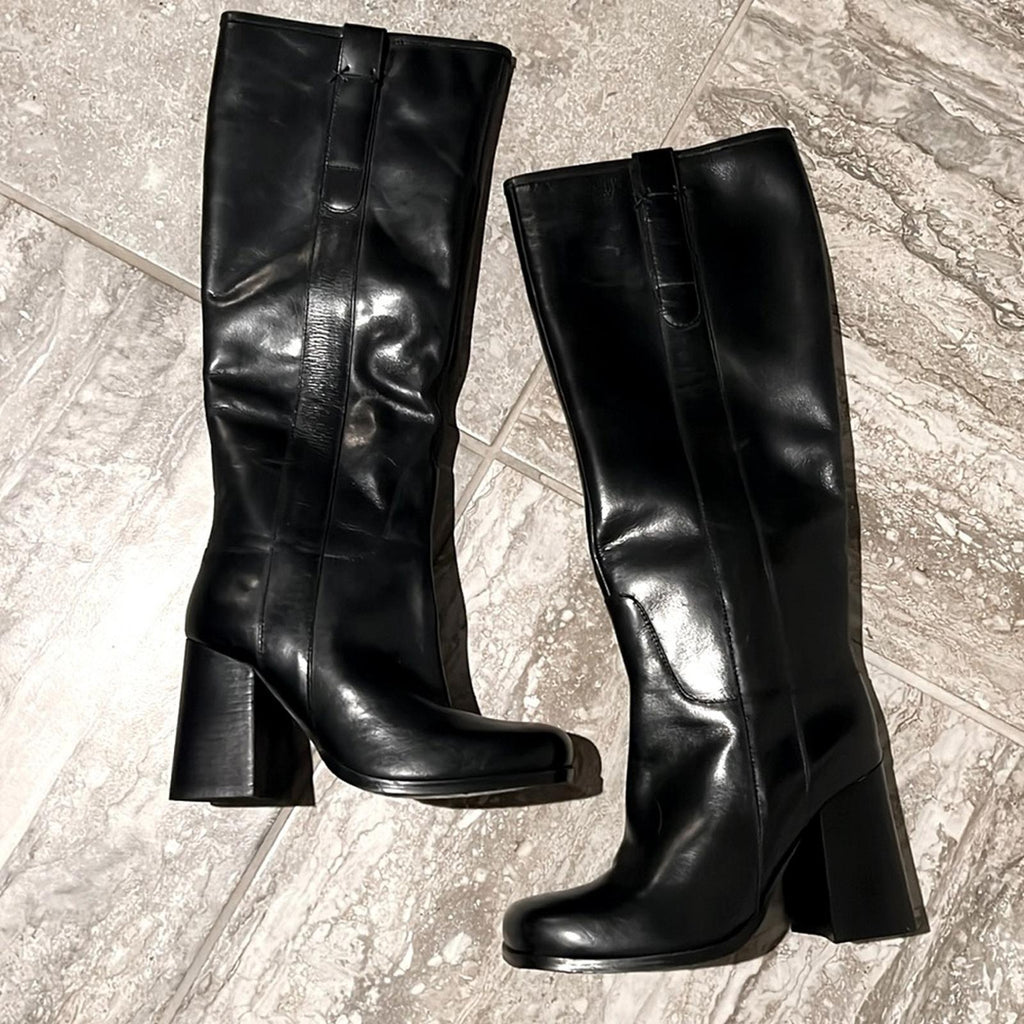 Free People Naomi Tall Leather Boots, Black, Size 6.5 New w/Tag, w/o Box