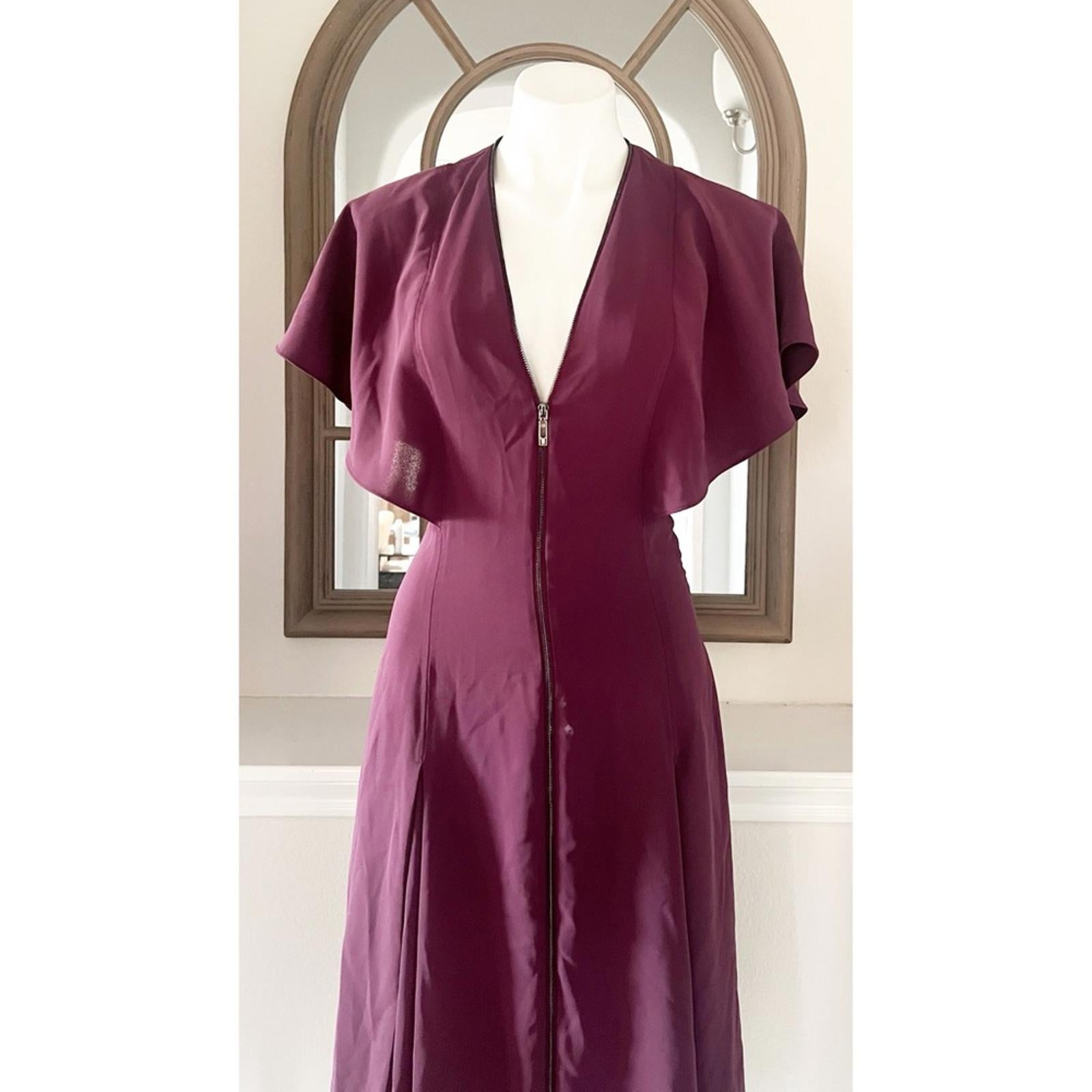 Ted Baker Kasiane Zip-Front Midi Dress in Burgundy Poplin, Size 1/XS Retail $329
