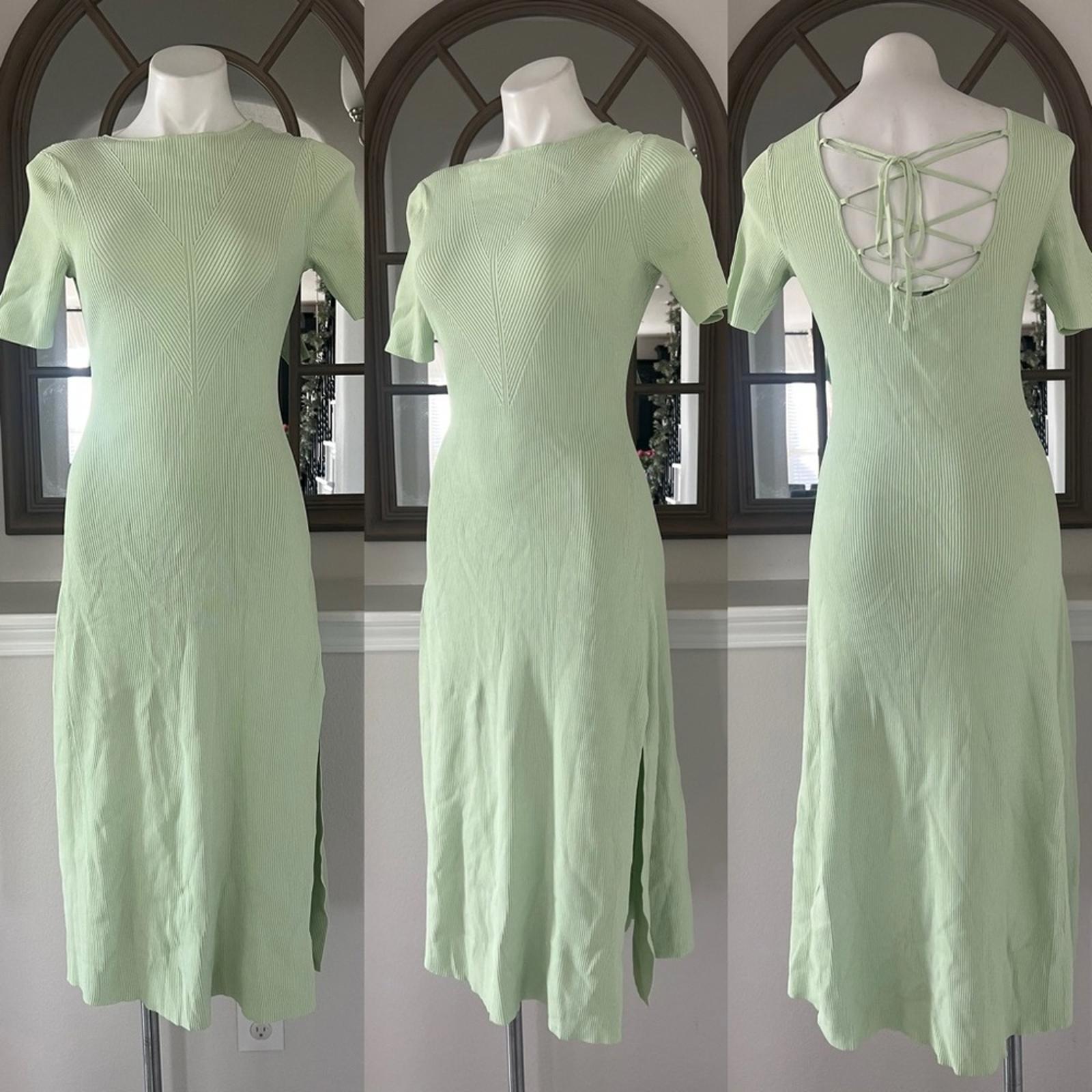 Maje Tie-Back Midi Dress in Green, Size EU 38/ US M, New w/Tag $415