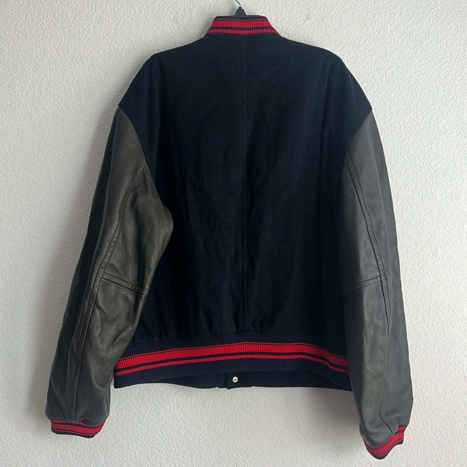 Wales Bonner Navy Ascend Varsity Bomber Jacket in Navy & Brown, NWT, Size 52