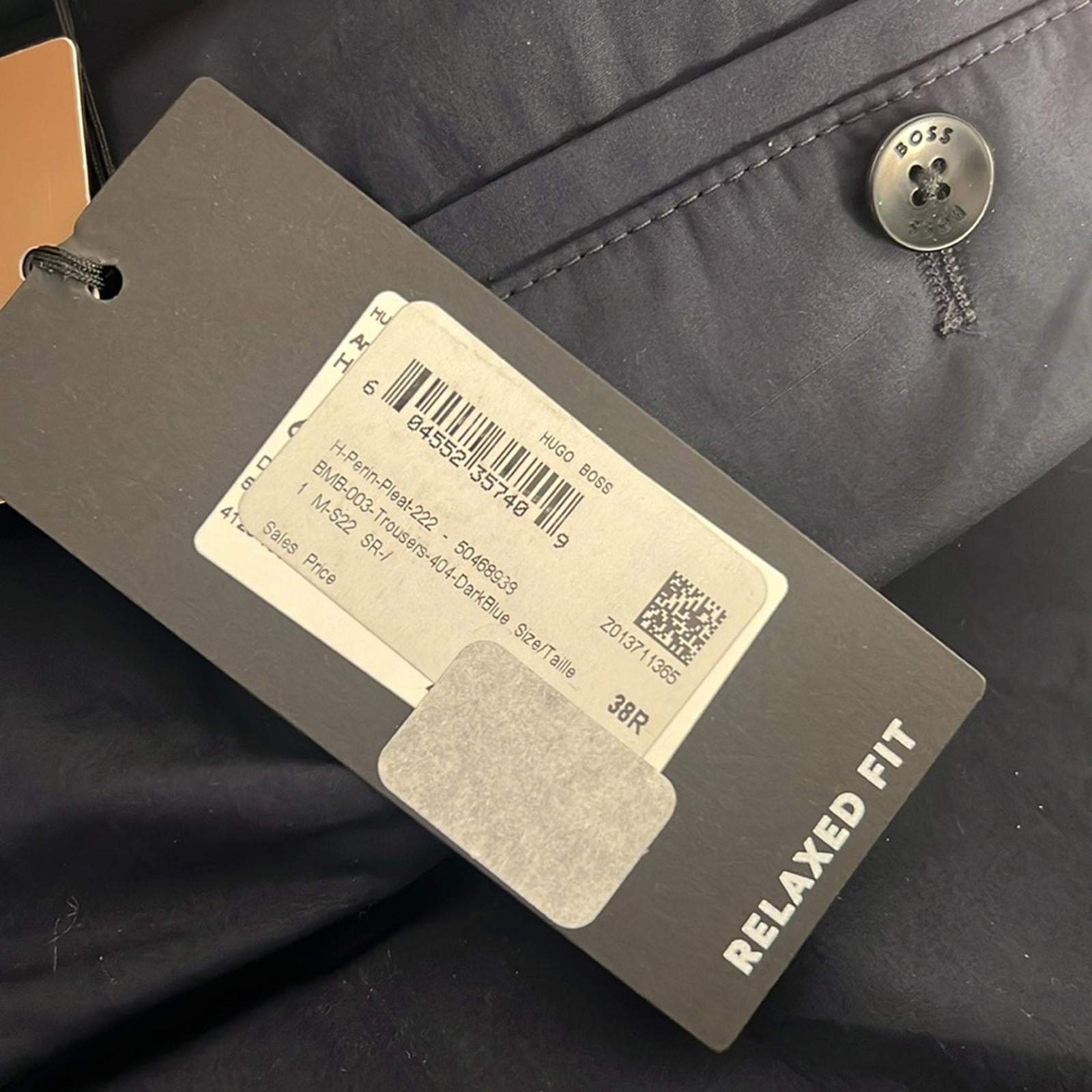 Boss Perin Pleated Relaxed Fit Dress Pants in Dark Blue Size 38 R New w/Tag $248