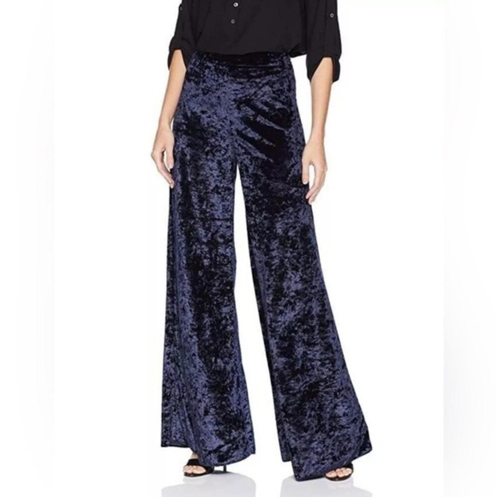 LIKELY Jasmine Crushed Velvet Wide Leg Pants in Navy, Size 2 NEW w/Tag