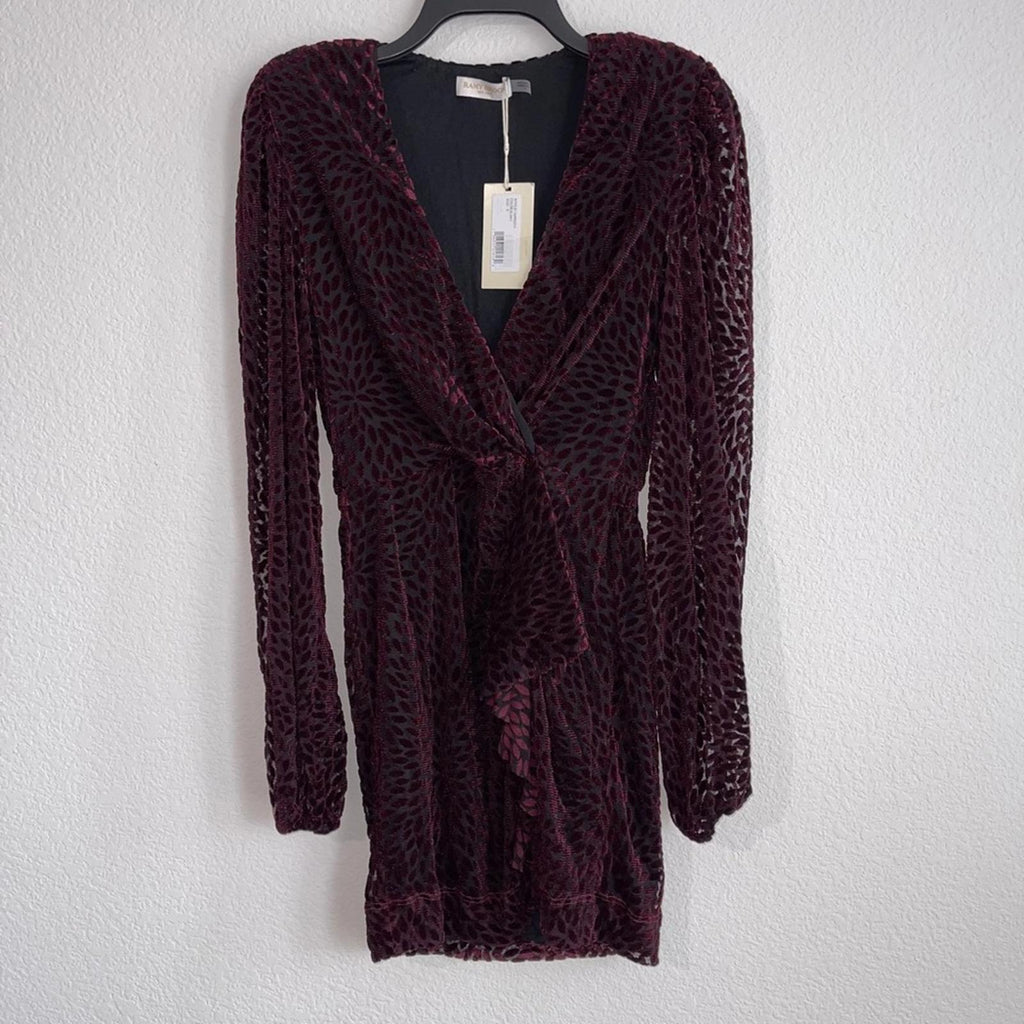 Ramy Brook Aman Embroidered Long-Sleeve Mini Dress in Plum Berry Size S NWT $395