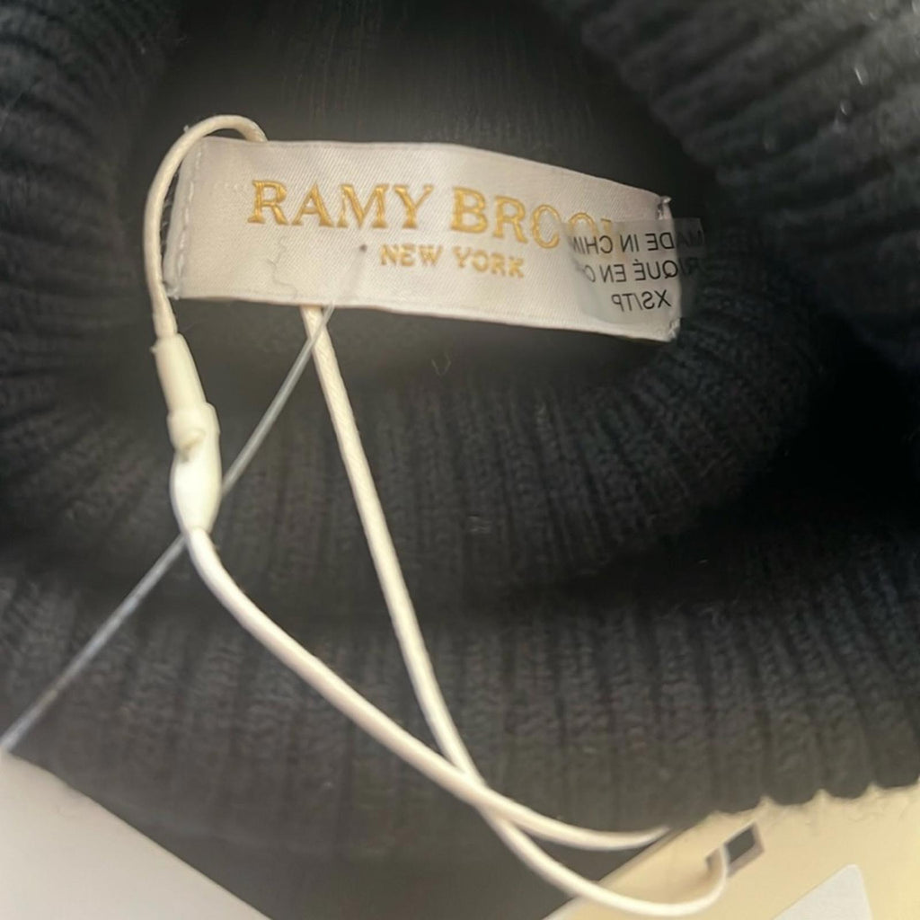 Ramy Brook Walt Turtle Neck Long Lace-Up Sleeve Top in Black, Size S New w/Tag