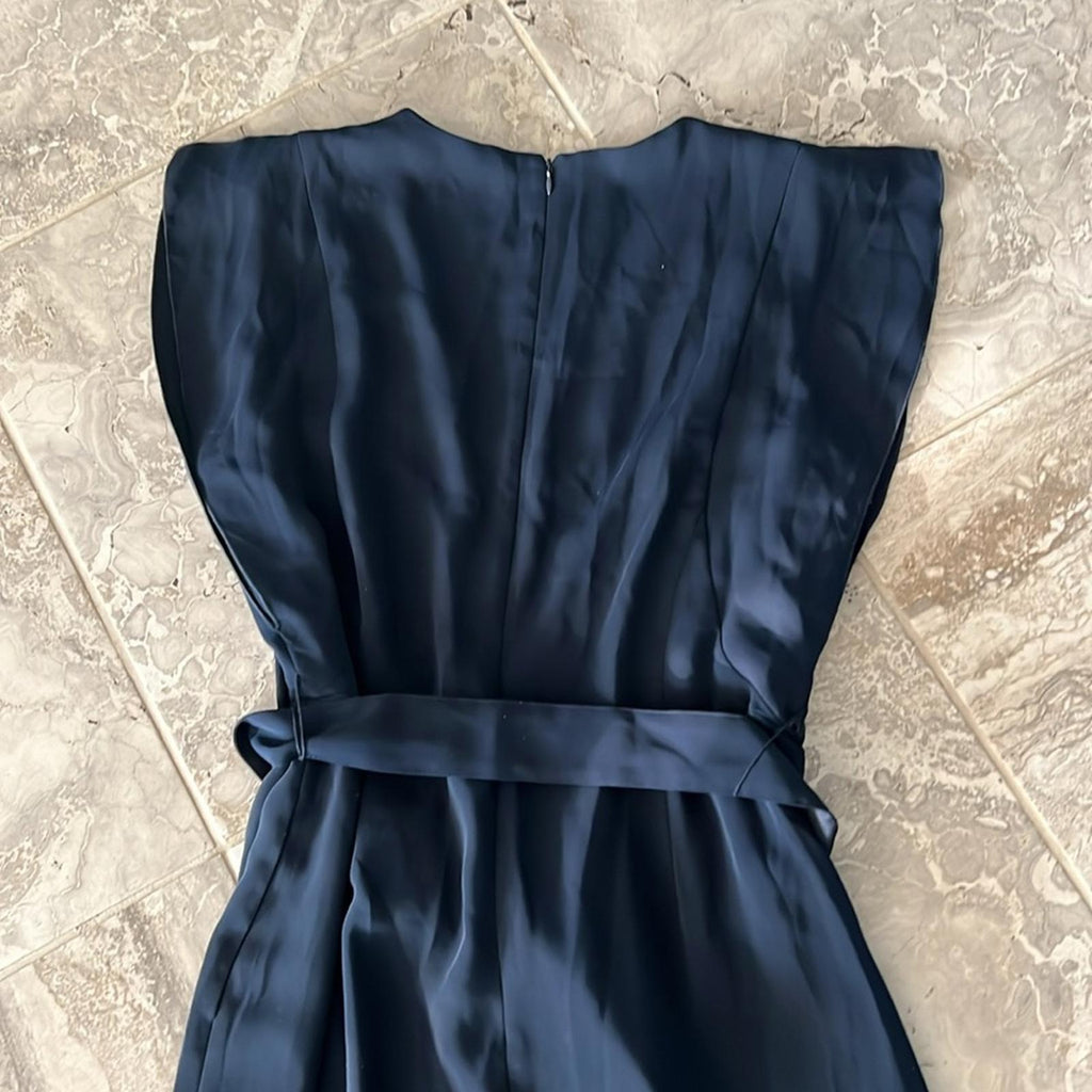 NEW Eliza J Flutter Sleeve Crepe Wide Leg Jumpsuit in Navy, Size 16 NEW w/o Tag