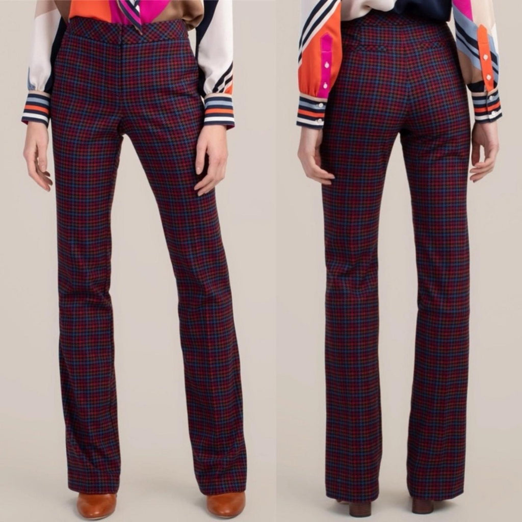 Trina Turk The Willis Flare Pants Multicolor Houndstooth Print Size 0 EXCELLENT!