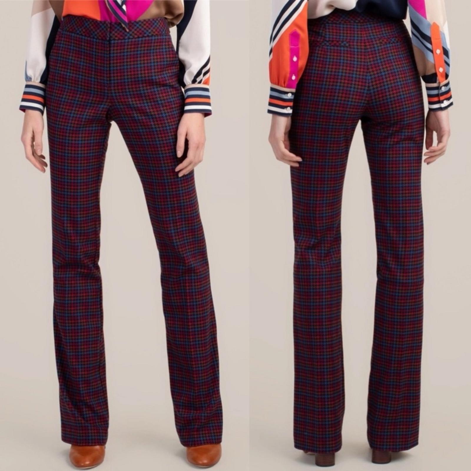 Trina Turk The Willis Flare Pants Multicolor Houndstooth Print Size 0 EXCELLENT!