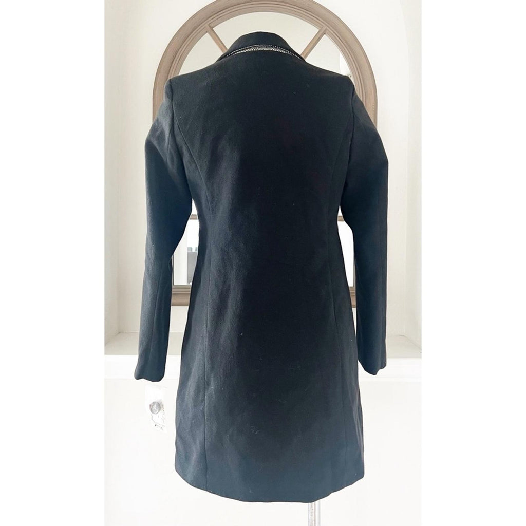 Maralyn & Me Single Breasted Reefer Trench Coat in Black, Size S New w/Tag