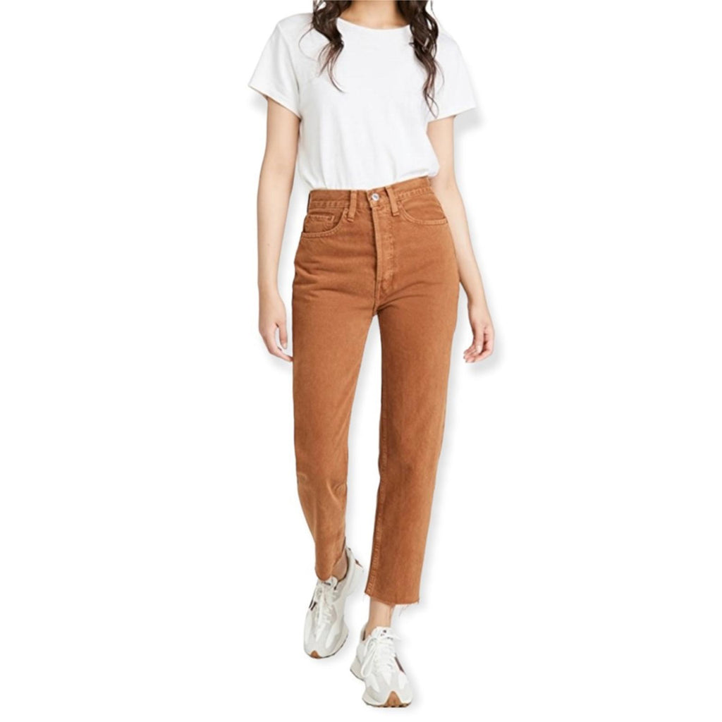 Re/Done Ultra High-Rise Stovepipe Jeans in Terracotta, Size 29 New w/Tag