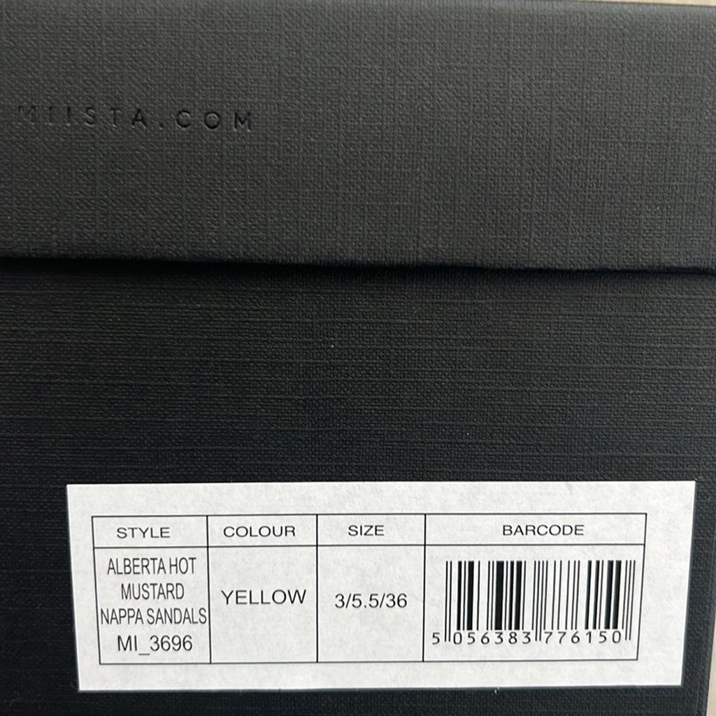 Miista Alberta Hot Mustard Nappa Sandals, Size 36, New in Box Retail $405