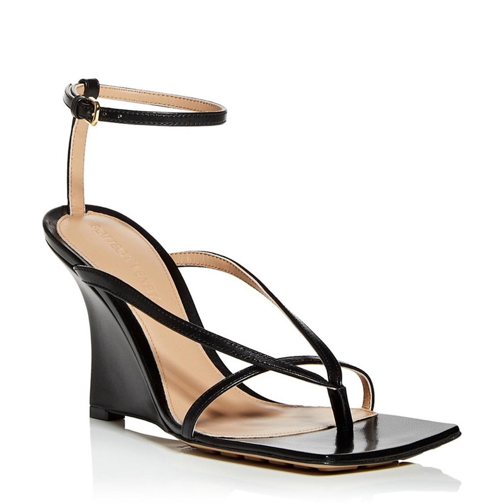Bottega Veneta Stretch Strappy Sandals, Lounge Nappa Black Size 40.5 New $1,100