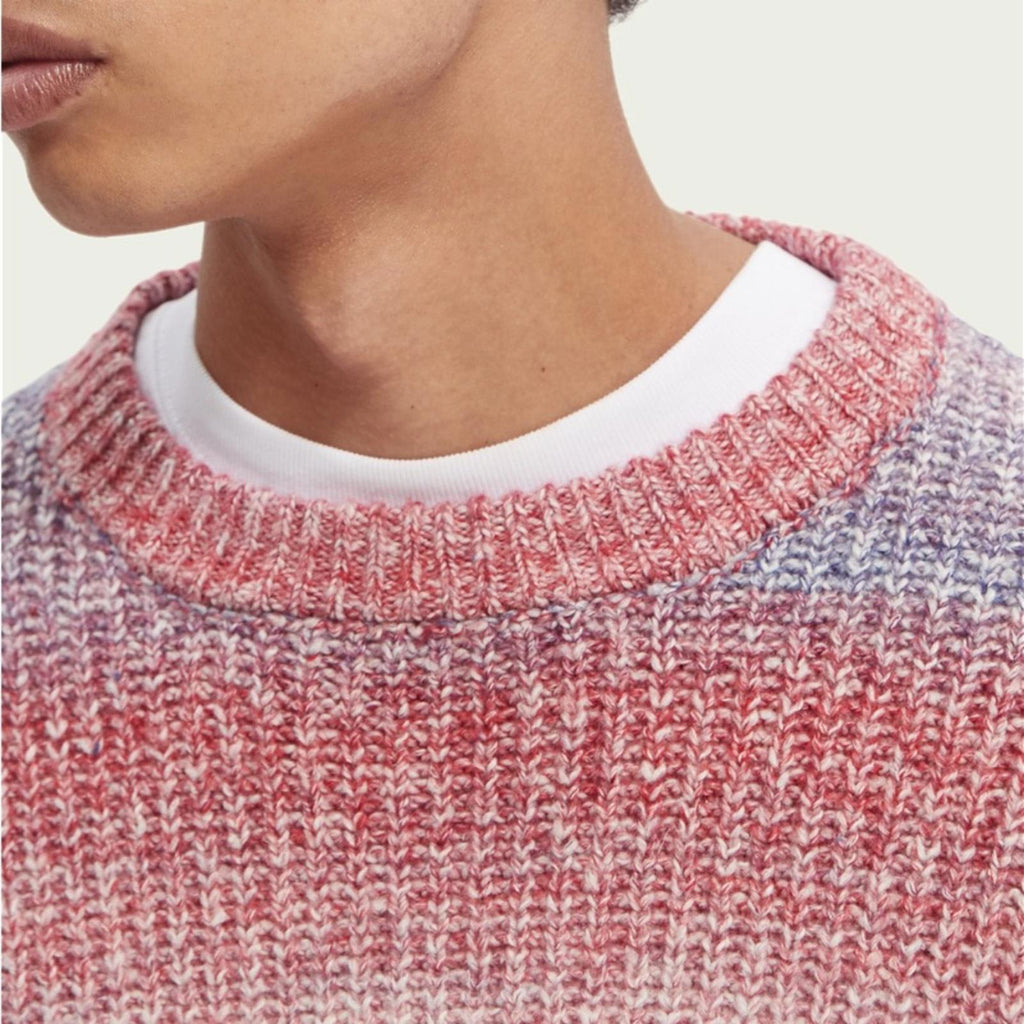 Scotch & Soda Gradient Cotton-Blend Crewneck Sweater in Blue Combo Size L NWT