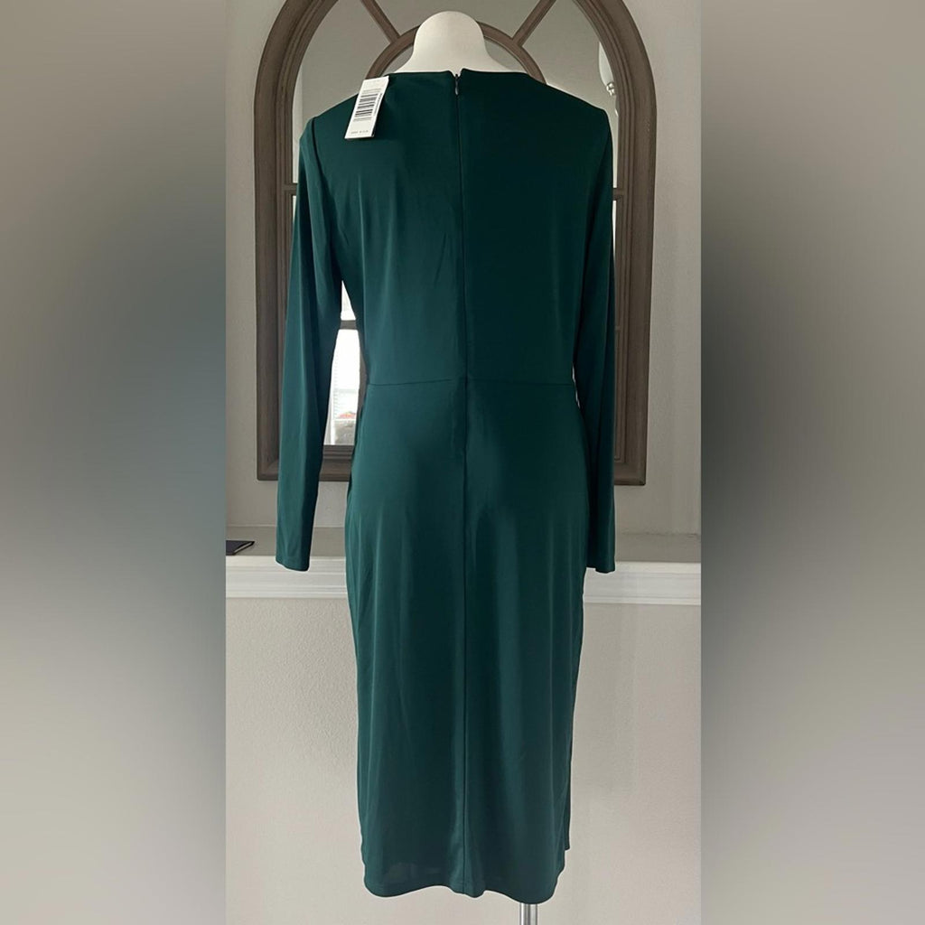 Lauren Ralph Lauren Jersey Surplice Cocktail Dress in  Green, Size 14, New w/Tag