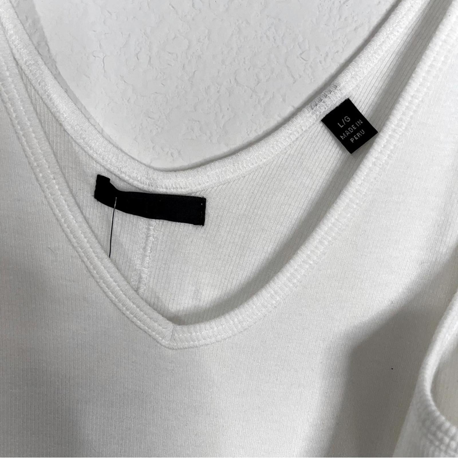 ATM White V-Neck Tank Bodysuit in White, Size L NEW w/Tag $175