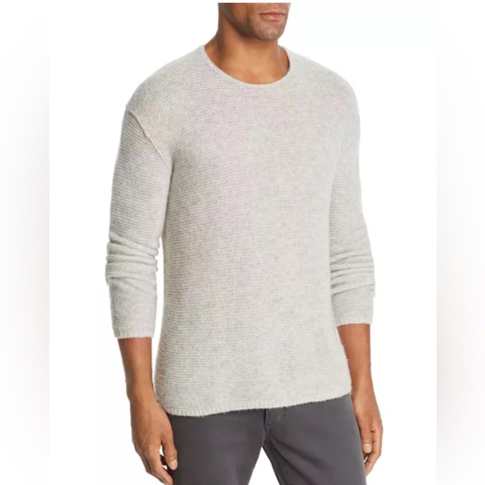 John Varvatos Tuck Cashmere & Silk Garter-Stitch Sweater Grey Size XL NWT $448