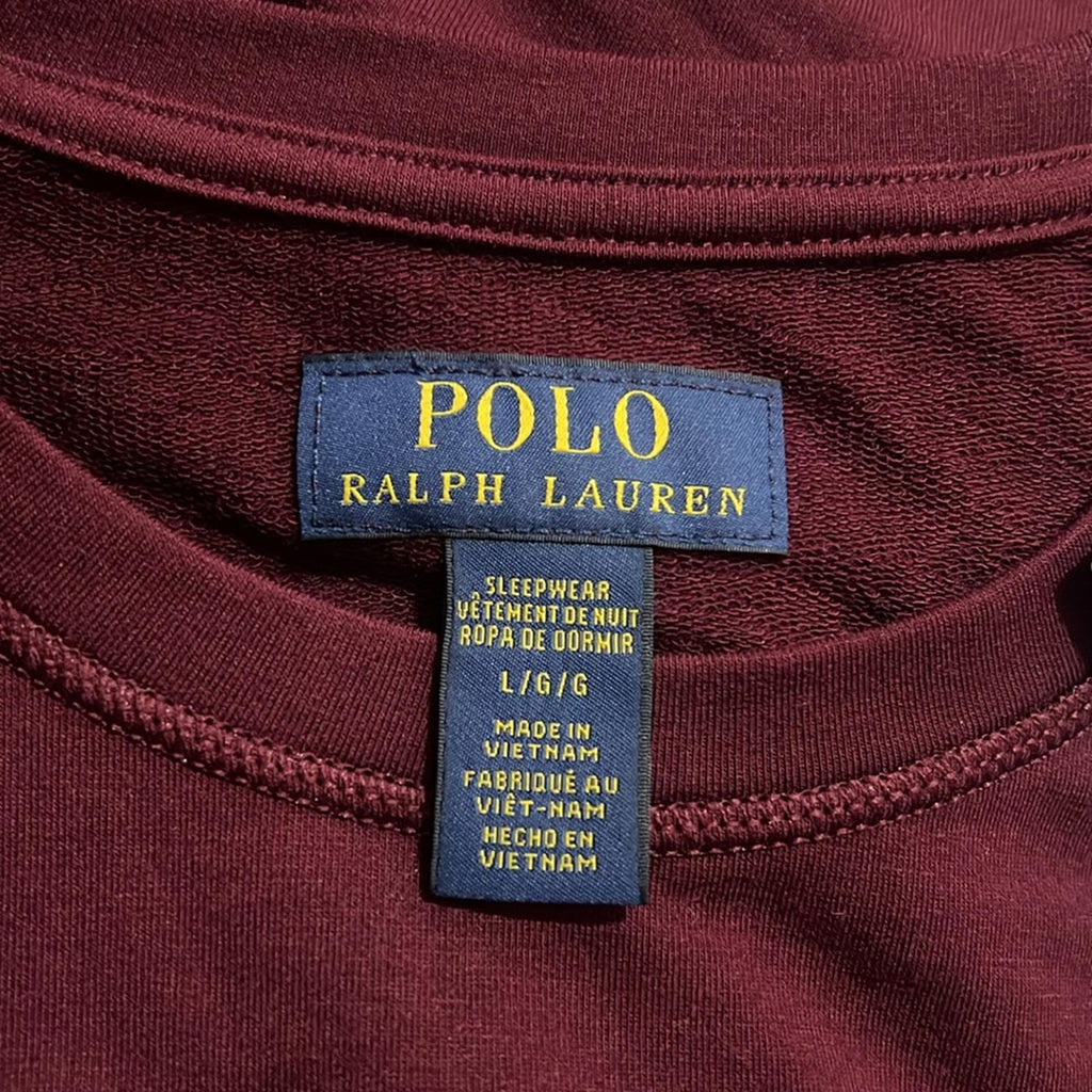 Polo Ralph Lauren Crewneck Sleep Shirt in Red Burgundy, Size L, NEW