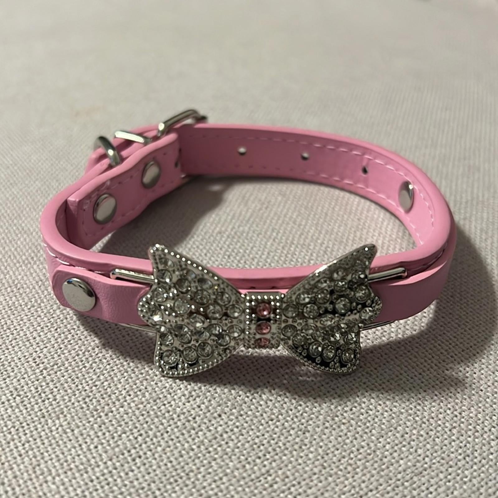 Pink Dog Collar with Crystal Bow, Size XS New with Tag