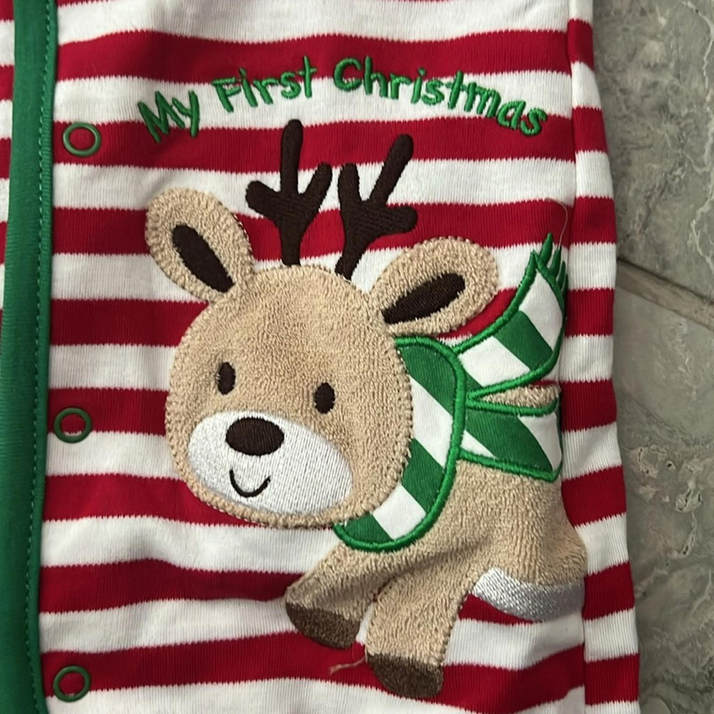 Little Me Boys' Reindeer Stripe One Piece Footie - Baby Size 3 Months New w/Tag