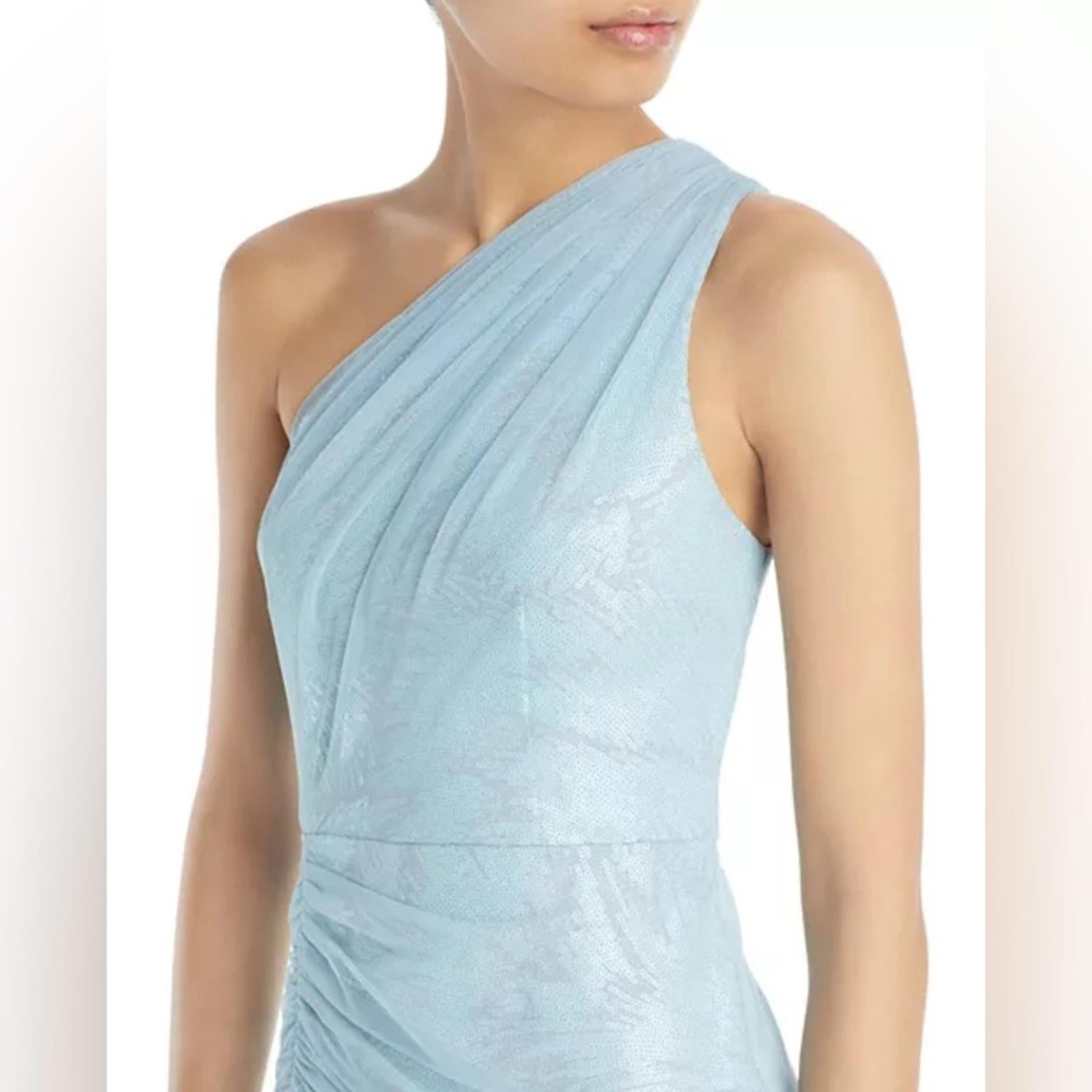 Aidan Mattox Sequin Mesh Cocktail Dress in Cloudy Aqua, NWT, Size 6