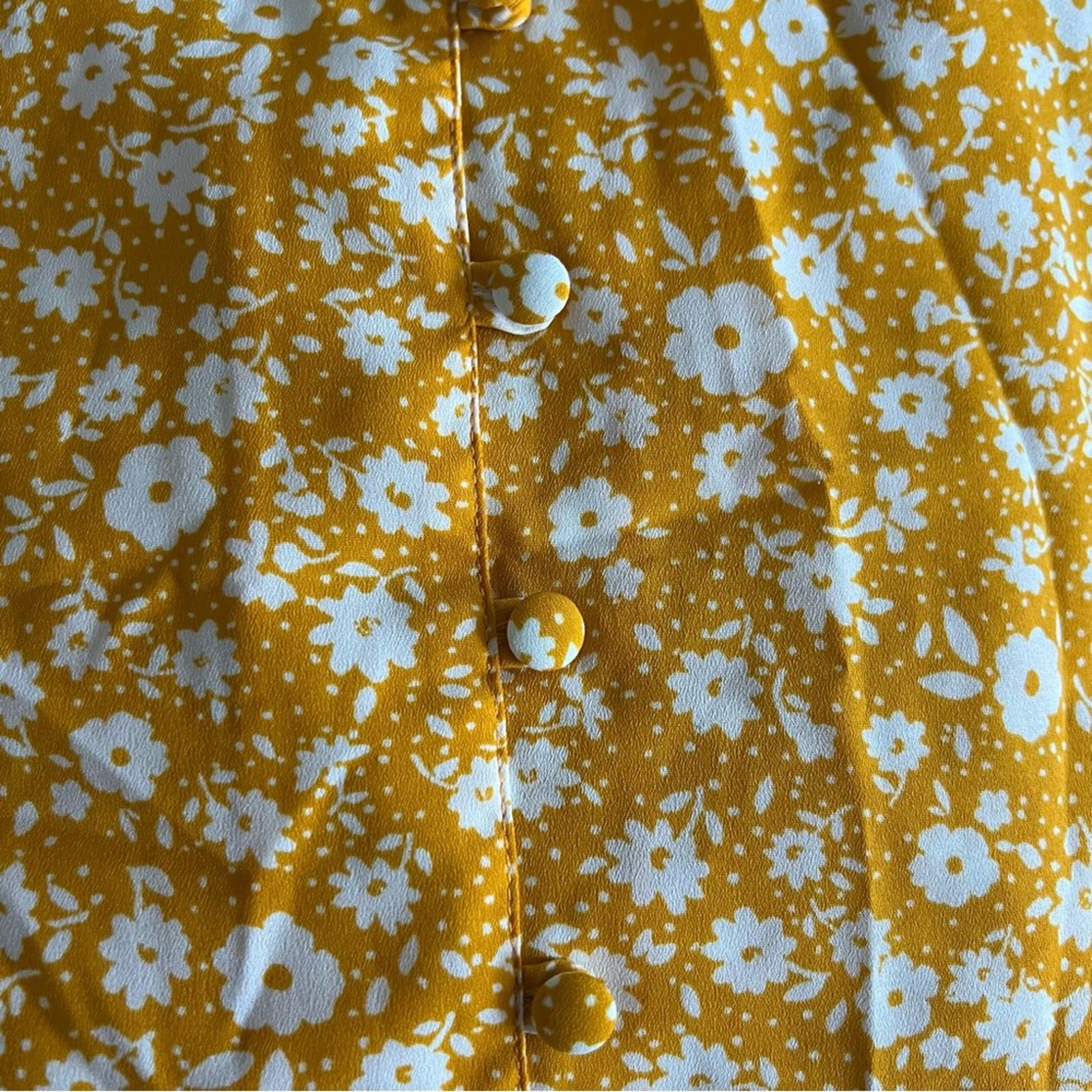New ASOS Midi Tea Dress with Buttons, Mustard based Floral, Size US12, EU44