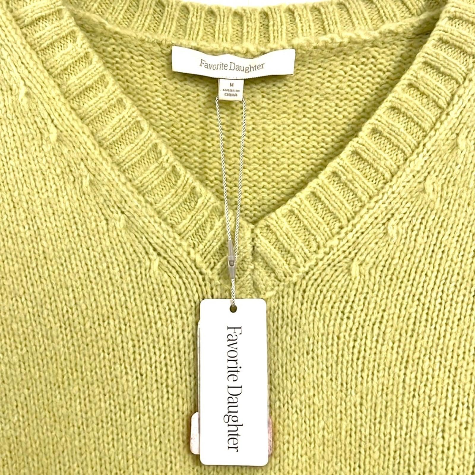Favorite Daughter The William V-Neck Wool & Cashmere Blend Sweater, Citron NWT