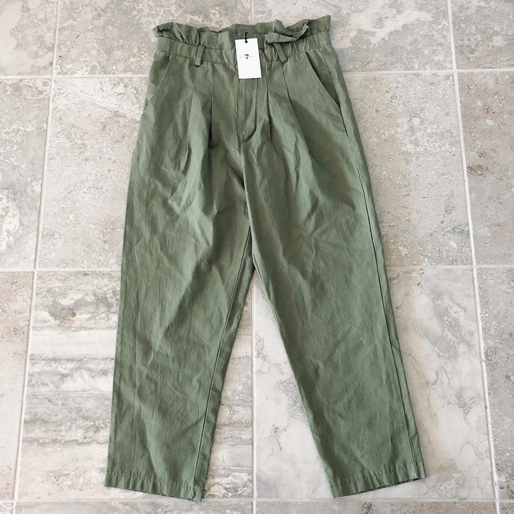 7 For All Mankind Paper Bag Waist Green Jean, Size M, NEW