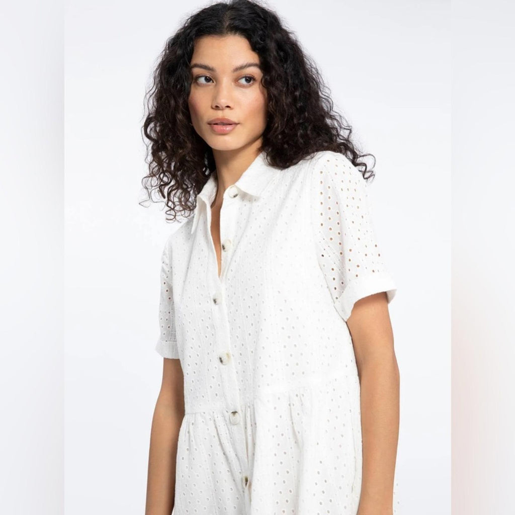 Sanctuary Heirloom Collared Midi Shirtdress in White, Size S NEW w/Tag