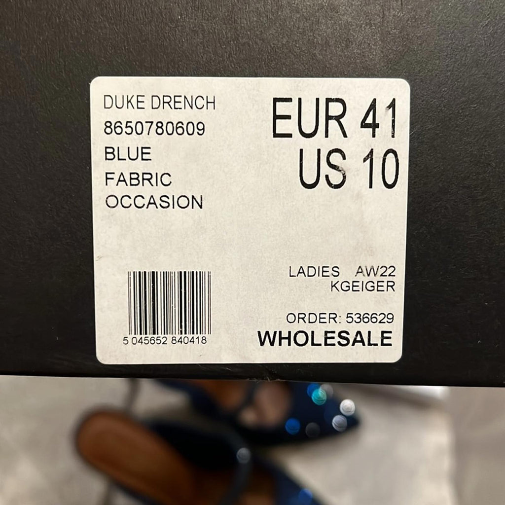Kurt Geiger Blue Duke Drench 100 Crystal-Embellished Mules Heels Size 41 NEW