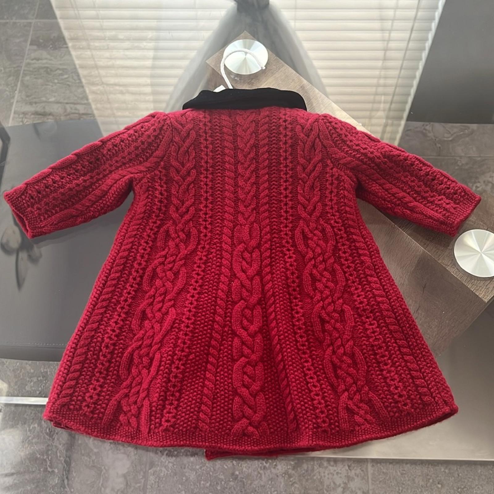Ralph Lauren Girls' Aran-Knit Wool Sweater Coat - Baby Size 3-6M New w/Tag $325