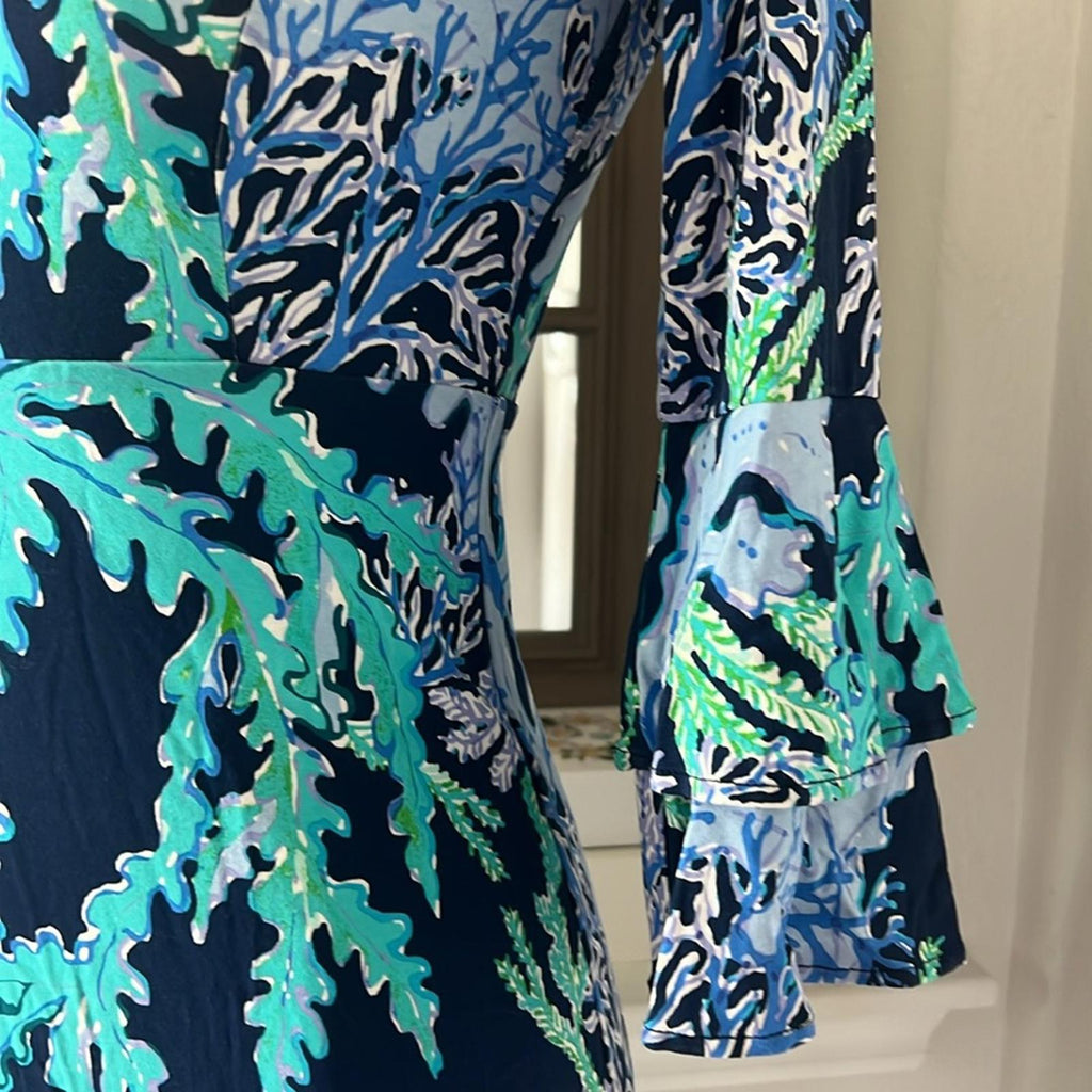 Lily Pulitzer Raina Dress, Indigo Swish & Sway Size XS (Like New) Retail $168