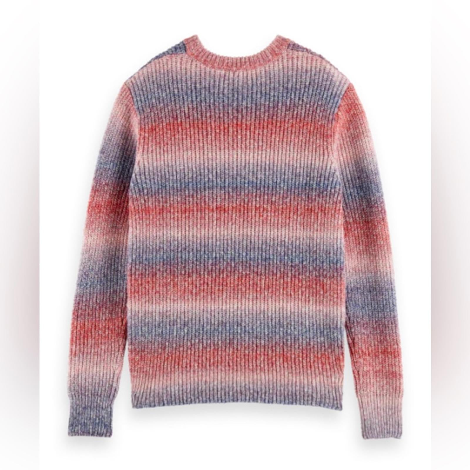 Scotch & Soda Gradient Cotton-Blend Crewneck Sweater in Blue Combo Size L NWT